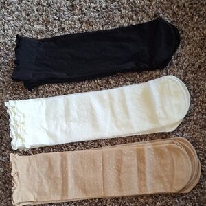 Elegant Womens Nylon Socks Set - Black, White, and Nude